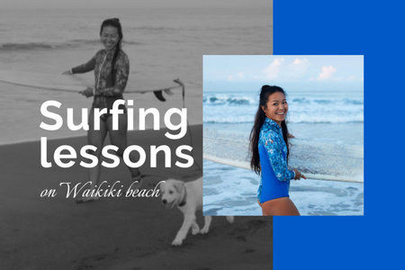Surfing Lessons Offer Postcard 4x6in Design Template