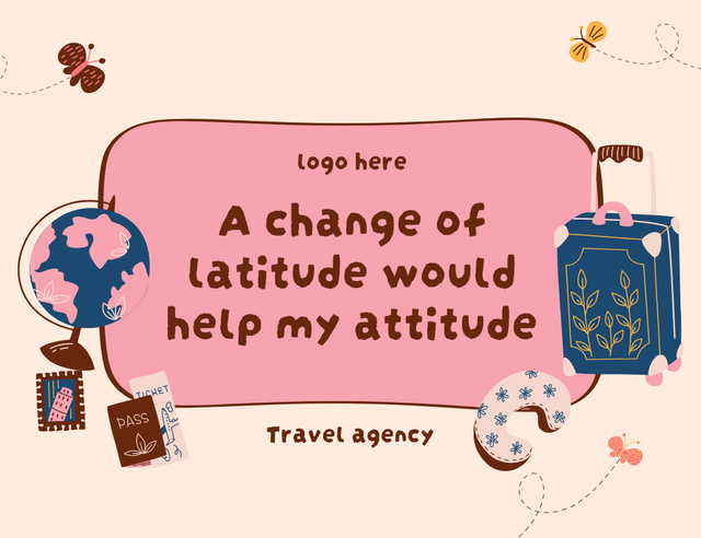 Inspirational Phrase about Travel and Attitude Thank You Card 5.5x4in Horizontal tervezősablon