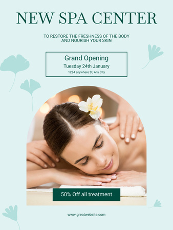Spa Center Grand Opening Announcement Poster US Design Template