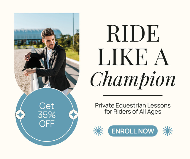 Template di design Discount on Services of Horse Riding School of Champions Facebook