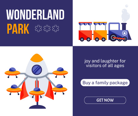 Best Family Pass Package For Attractions In Amusement Park Facebook Design Template