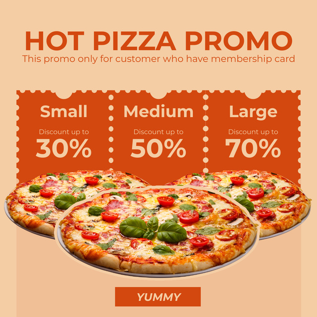 Promo Code Offers on Delicious Pizza Instagram AD Šablona návrhu