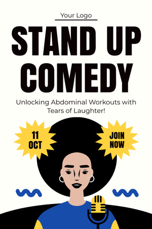 Promo komediální show s ilustrací ženského umělce Tumblr Šablona návrhu