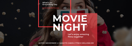 Movie Night Event Woman in 3d Glasses Tumblr Design Template