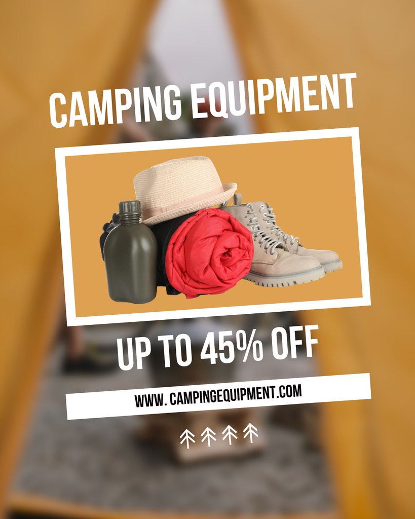 Ontwerpsjabloon van Instagram Post Vertical van Discount Offer on Camping Equipment