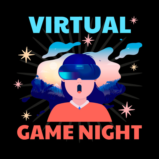 Ontwerpsjabloon van Animated Post van VR Game Announcement