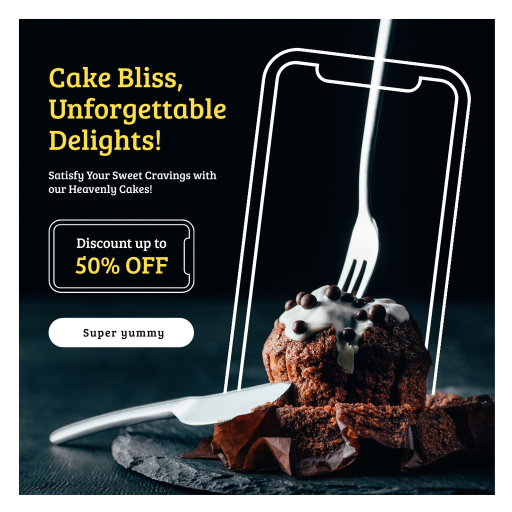 Designvorlage Unforgettable Delight of Chocolate Cakes für Instagram