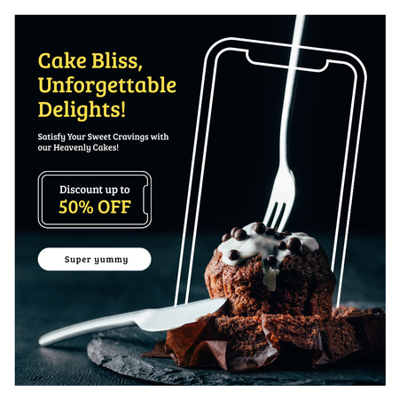 Unforgettable Delight of Chocolate Cakes Instagram Design Template