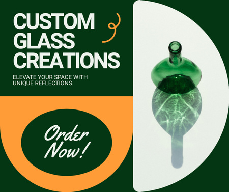 Vihreä lasipullo ja mukautetut tilaukset Facebook Design Template