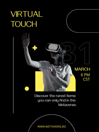 Designvorlage Virtual World Ad with Woman in VR Headset für Poster US