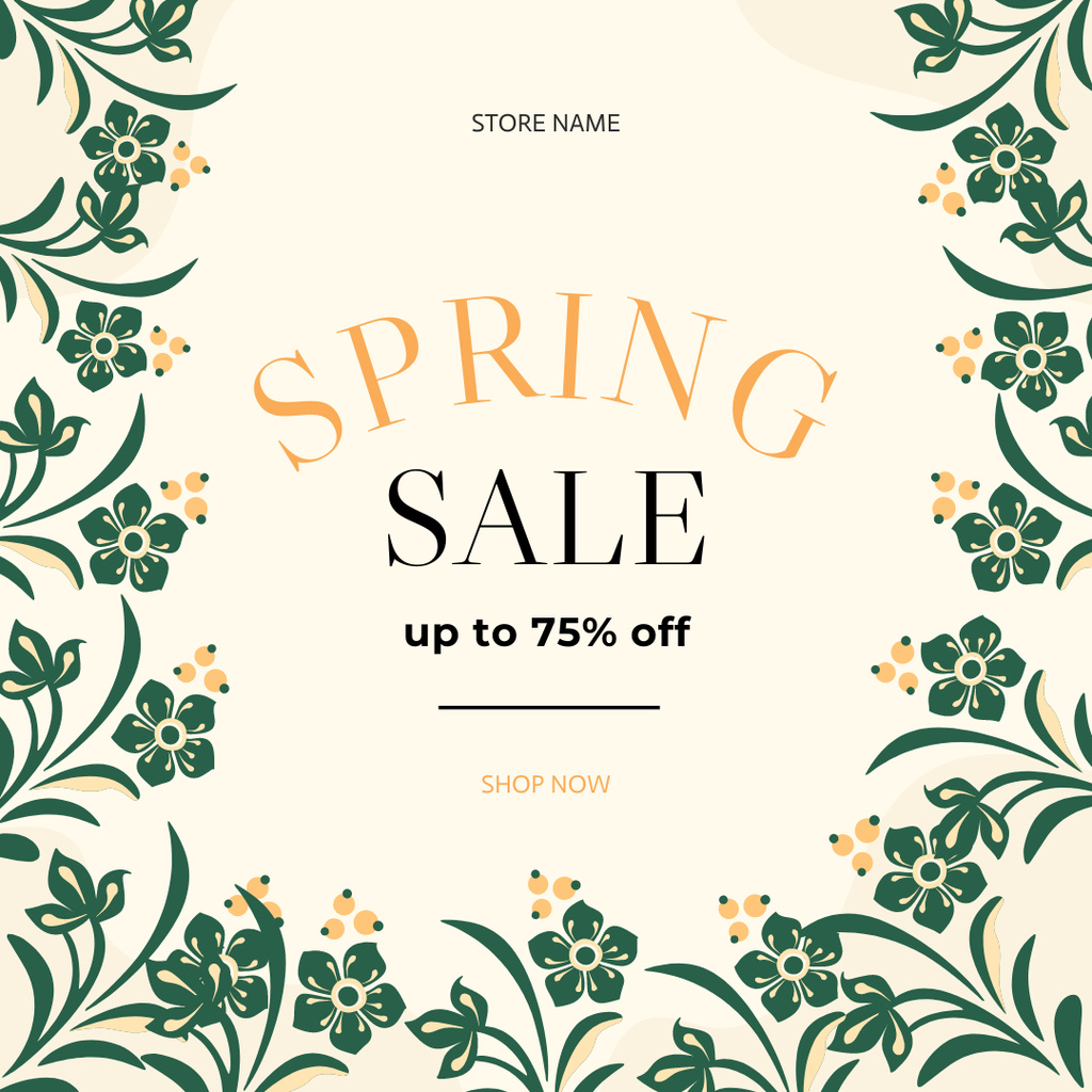 Flower Pattern Spring Sale Announcement Instagram AD – шаблон для дизайна