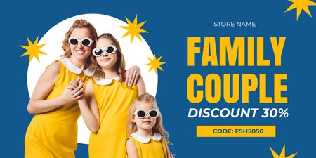 Family Discount Offer on Blue Twitter Design Template