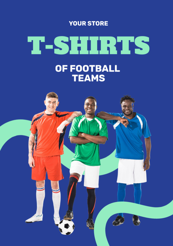 Team T-Shirts Sale Offer on Blue Flyer A5 Design Template