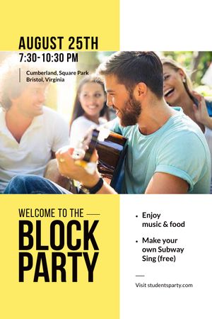 Friends at Block Party with Guitar Tumblr Design Template