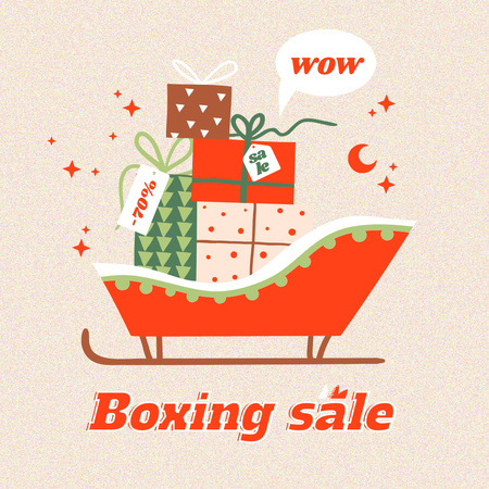 Holiday Sale with Gifts in Sleigh Instagram Design Template