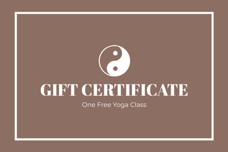 Designvorlage Voucher for One Free Yoga Class für Gift Certificate