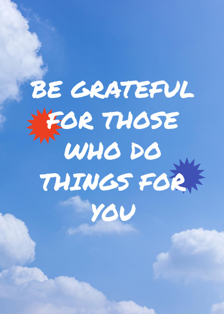 Ontwerpsjabloon van Postcard 5x7in Vertical van Text About Gratitude on Background of Sky