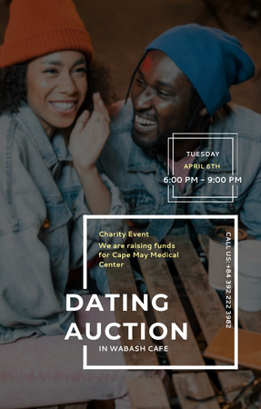Smiling Woman at Dating Auction Invitation 4.6x7.2in Design Template