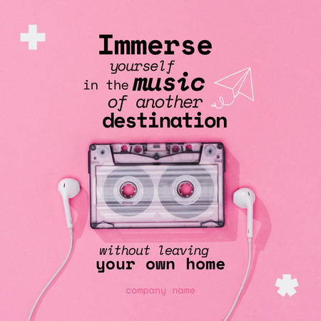 Kazettás kazetta zenével Instagram tervezősablon