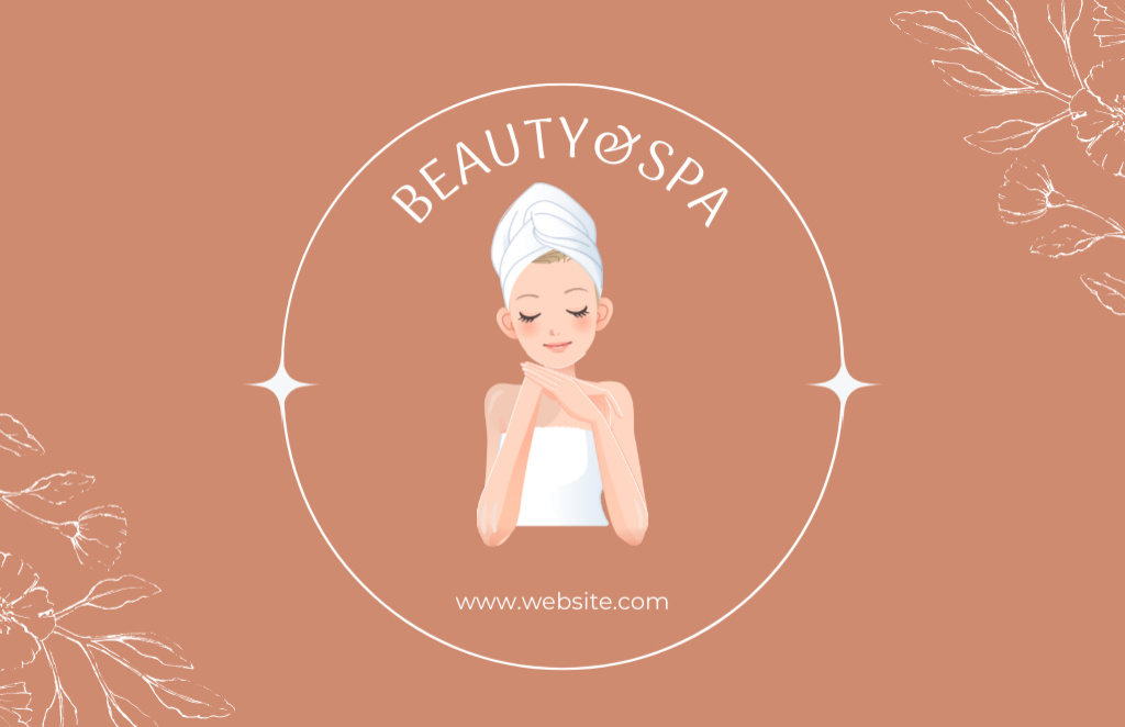 Beauty and Spa Discount Loyalty Program on Brown Business Card 85x55mm – шаблон для дизайна