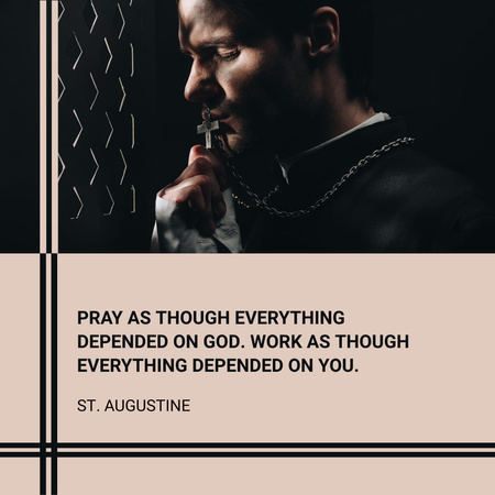 Designvorlage Religious Inspirational Citation about Pray and God für Instagram
