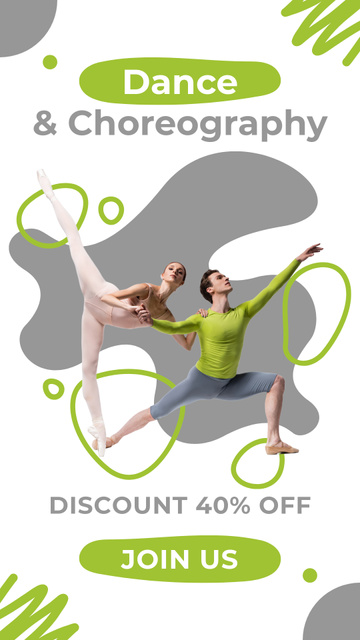 Dance & Choreography Classes Promotion with Dancing People Instagram Story tervezősablon