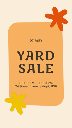Designvorlage Yard Sale-Text auf Orange für Instagram Video Story