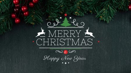 Christmas greeting Fir Tree Branches Title Design Template