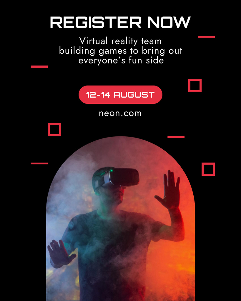 Virtual Team Building Announcement on Black Poster 16x20in Design Template