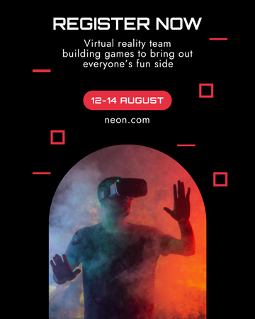 Virtual Team Building Announcement on Black Poster 16x20in Πρότυπο σχεδίασης