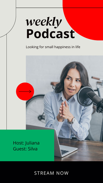 Weekly Podcast about Small Happiness in Life Instagram Story Design Template
