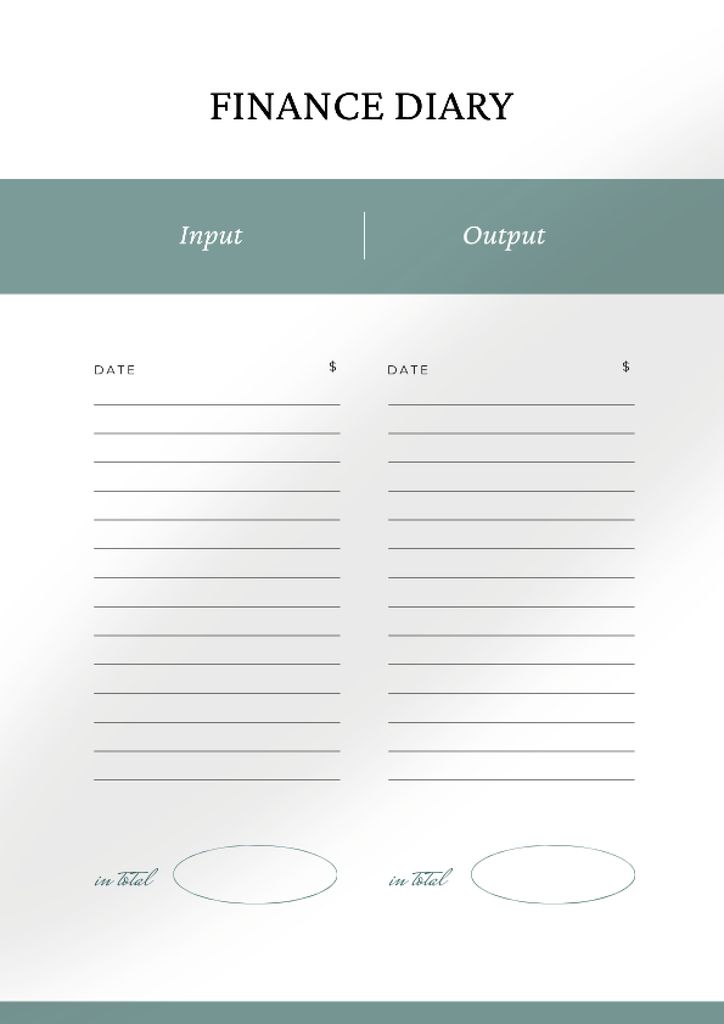 Designvorlage Finance Diary for budget für Schedule Planner