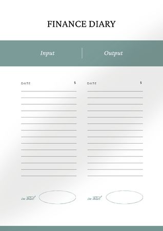 Finance Diary for budget Schedule Planner Design Template