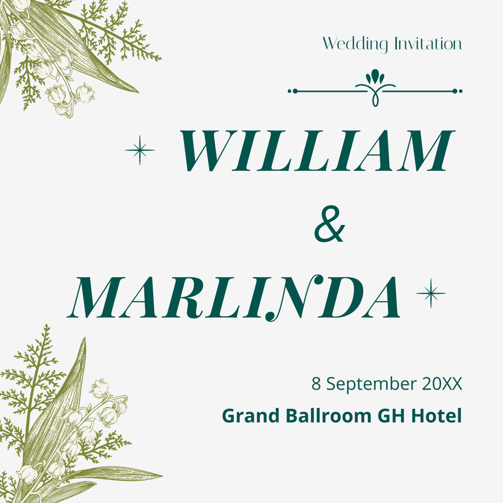 Wedding Invitation Minimal Instagram Modelo de Design