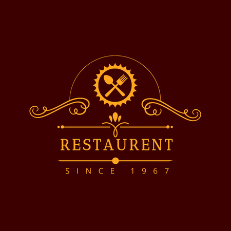 Catering Restaurant Ad in Red Logo Design Template