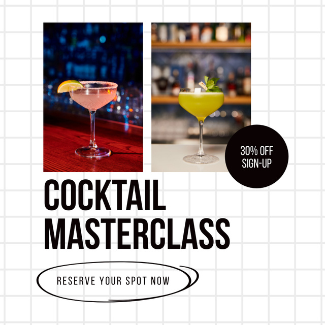 Plantilla de diseño de Offer of Vivid Cocktails for Master Class Instagram AD 