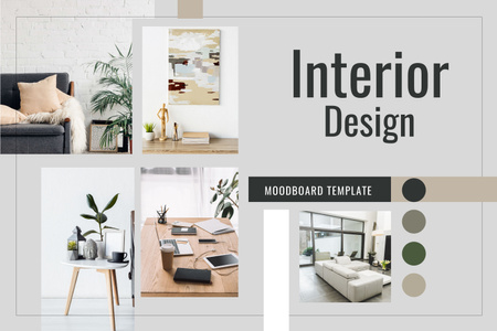 Interior Design Grey and Beige Collage Mood Board Design Template