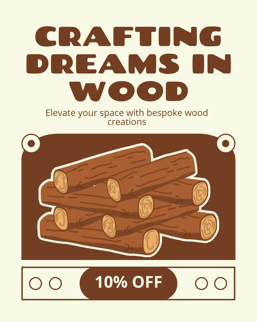 Crafting Pieces Offer with Timber Illustration Instagram Post Vertical Modelo de Design