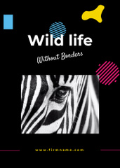 Wild Zebra And Wildlife In Black with Doodles
