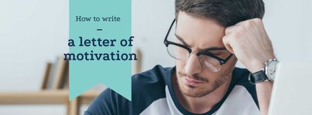 Student writing Letter of motivation Facebook cover Design Template