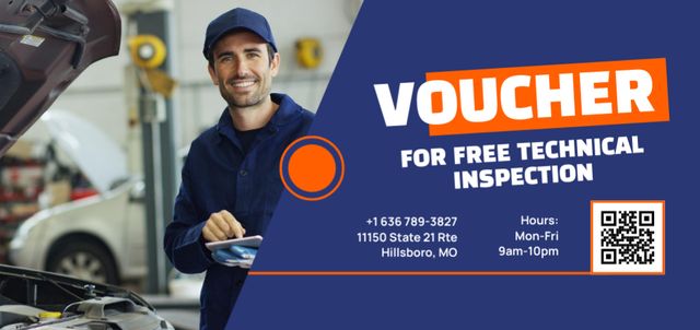 Voucher for Free Technical Inspection Coupon Din Large – шаблон для дизайну