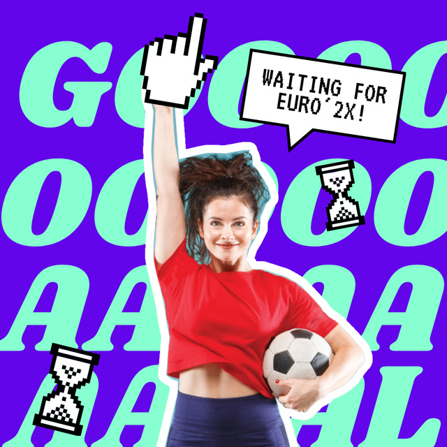 Designvorlage Cute Girl Cheerleader holding Soccer Ball für Instagram
