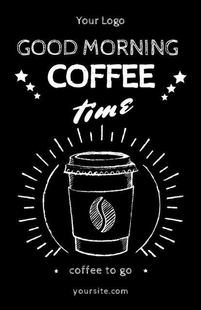 Coffee Time Promotion With Chalk Illustration Invitation 5.5x8.5in Πρότυπο σχεδίασης