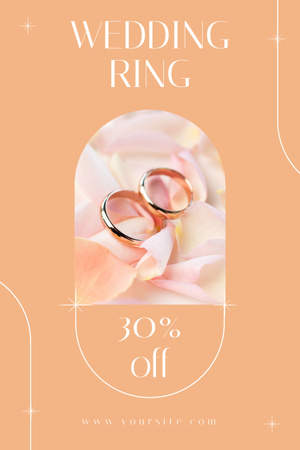 Designvorlage Jewellery Store Ad with Wedding Rings on Rose Petals für Pinterest