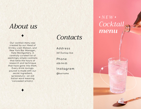 Ontwerpsjabloon van Brochure 8.5x11in van nieuwe cocktail menu aankondiging