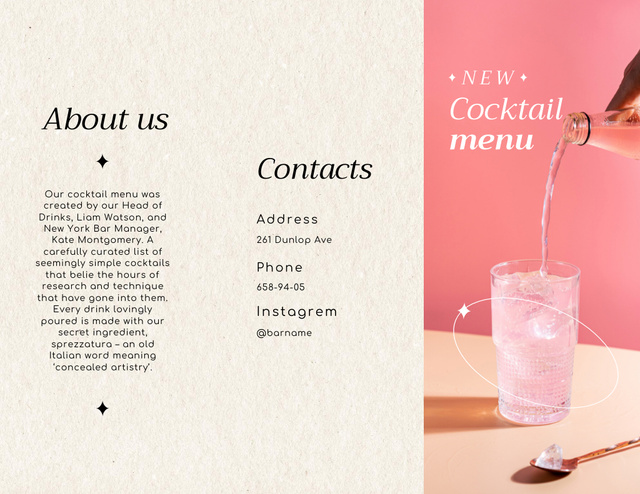 New Cocktail Menu Announcement Brochure 8.5x11inデザインテンプレート