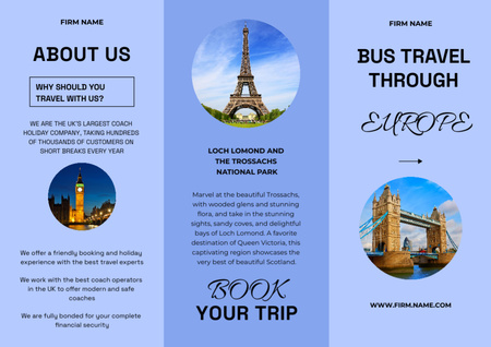 Szablon projektu Bus Travel Tours to Europe Brochure Din Large Z-fold