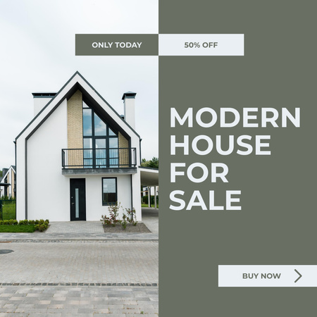 Platilla de diseño Modern House Sale Announcement With Discounts In Green Instagram