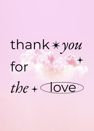 Love And Thank You Phrase With Soft Clouds Postcard 5x7in Vertical Design Template