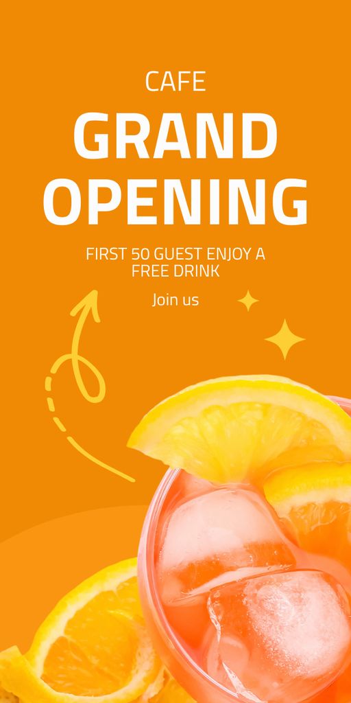 Cafe Grand Opening With Refreshments Promo Graphic Design Template